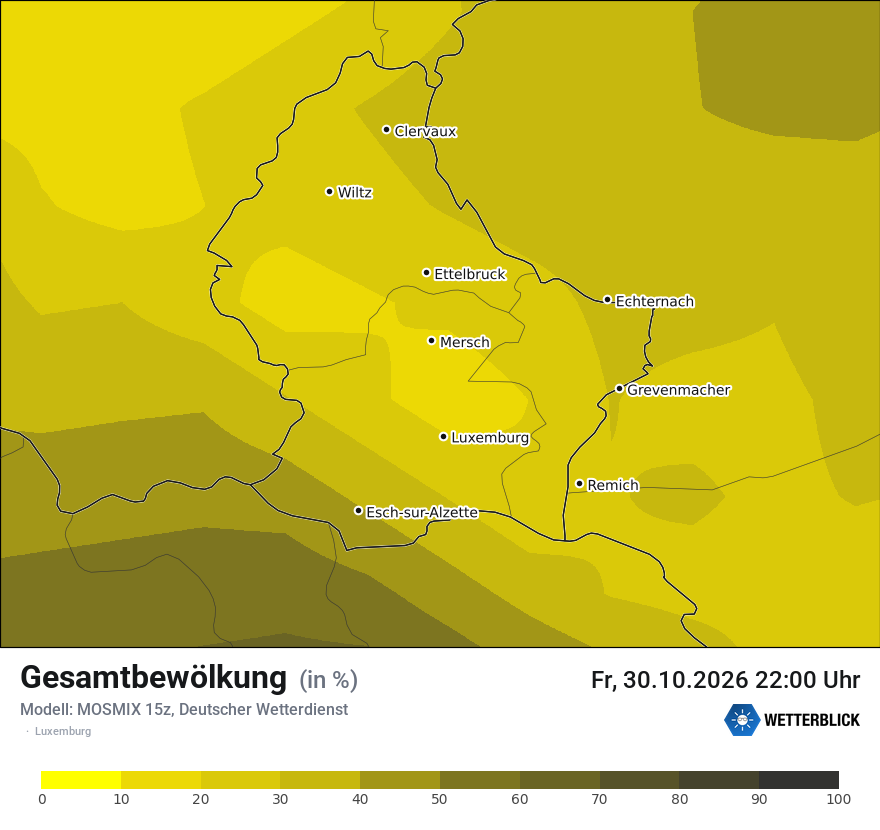 Modellkarte MOSMIX – clct – luxemburg