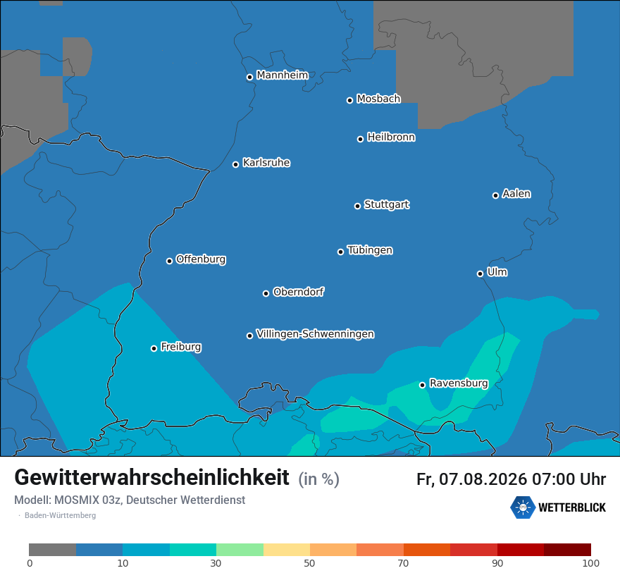 Modellkarte MOSMIX – gewitter – bw
