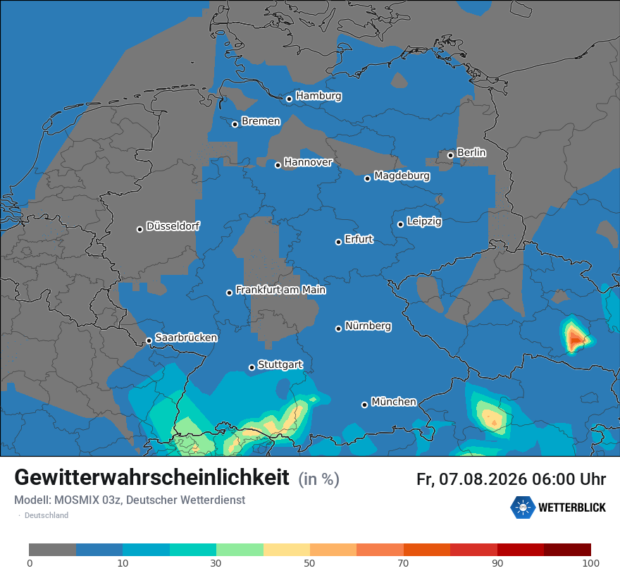 Modellkarte MOSMIX – gewitter – deutschland