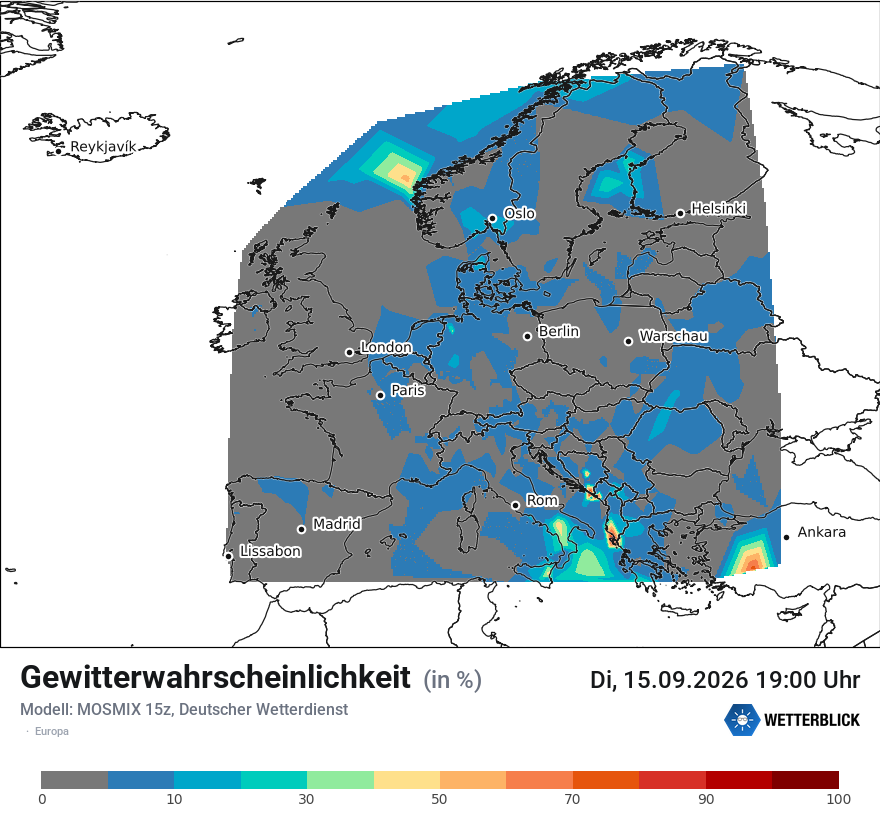 Modellkarte MOSMIX – gewitter – europa