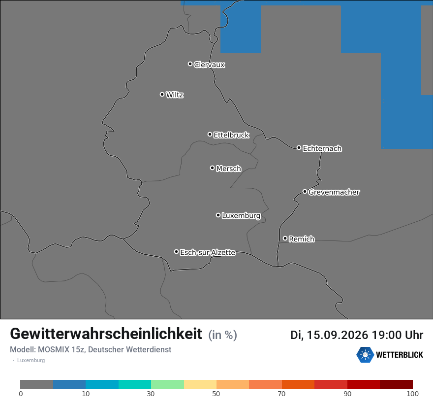 Modellkarte MOSMIX – gewitter – luxemburg