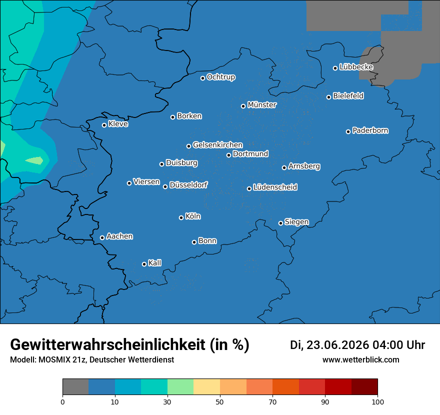 Modellkarte MOSMIX – gewitter – nrw