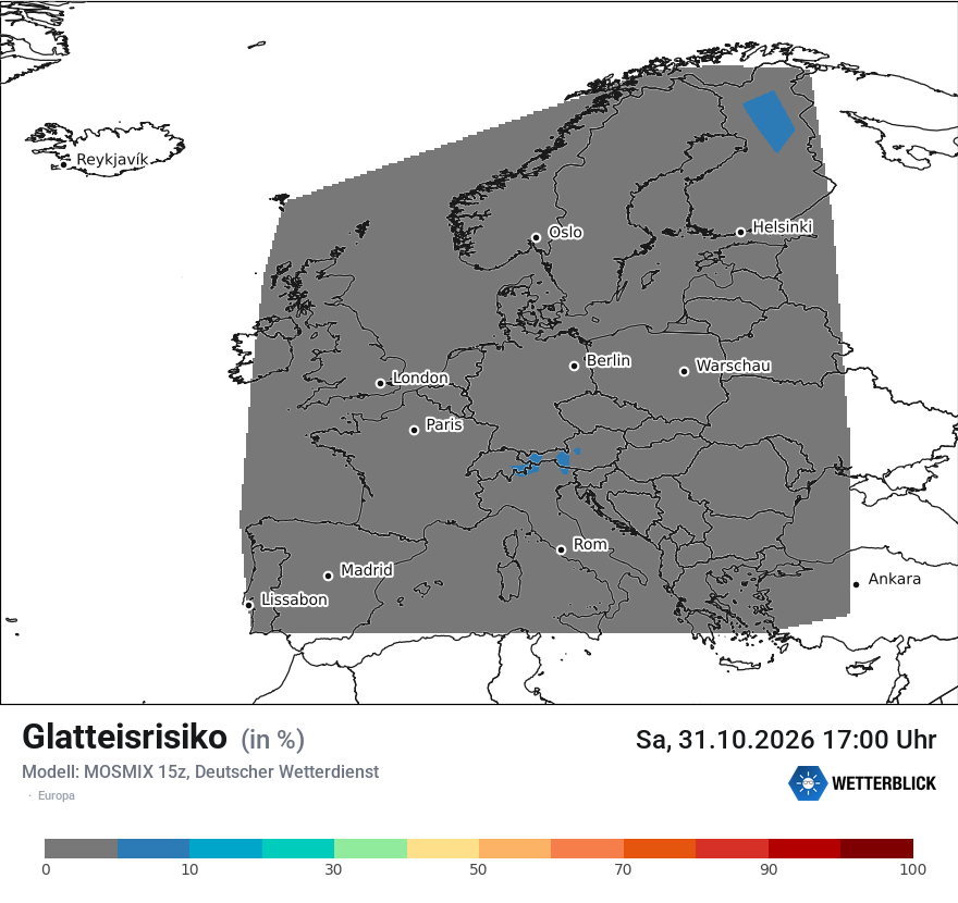 Modellkarte MOSMIX – glatteis – europa