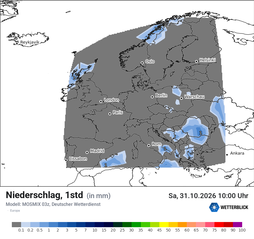 Modellkarte MOSMIX – precip – europa