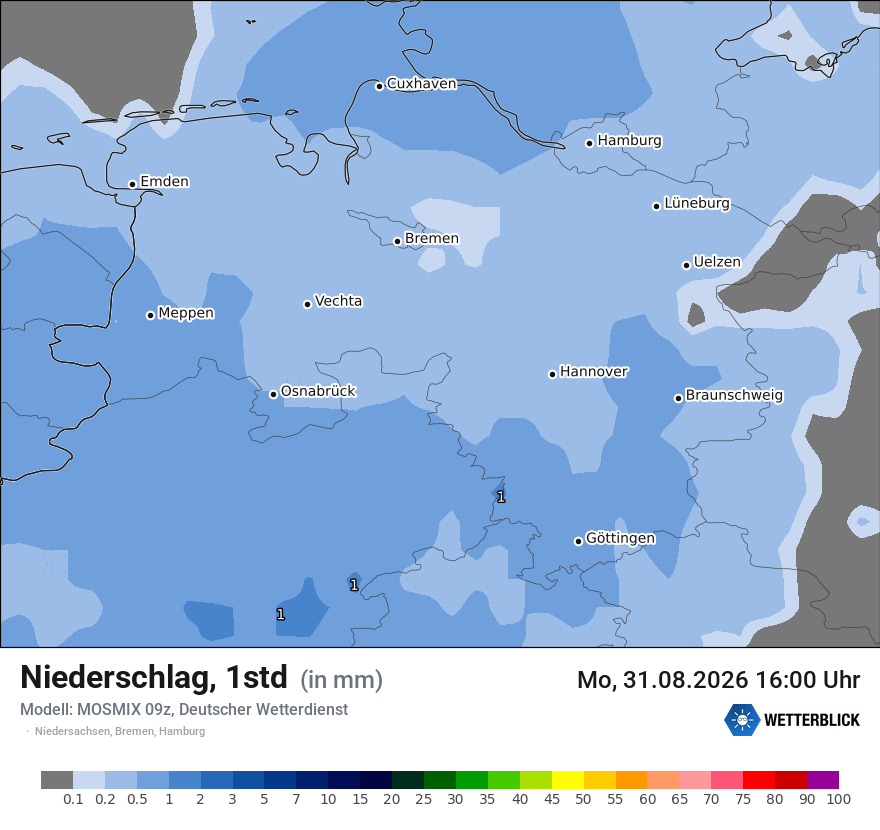 Modellkarte MOSMIX – precip – ni