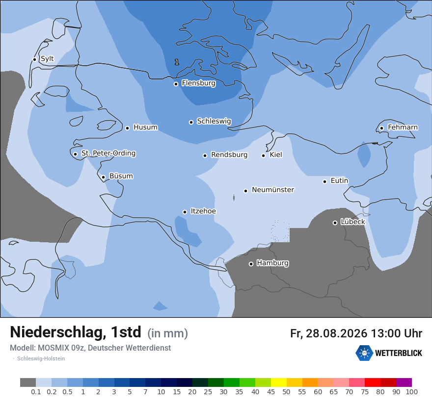 Modellkarte MOSMIX – precip – sh