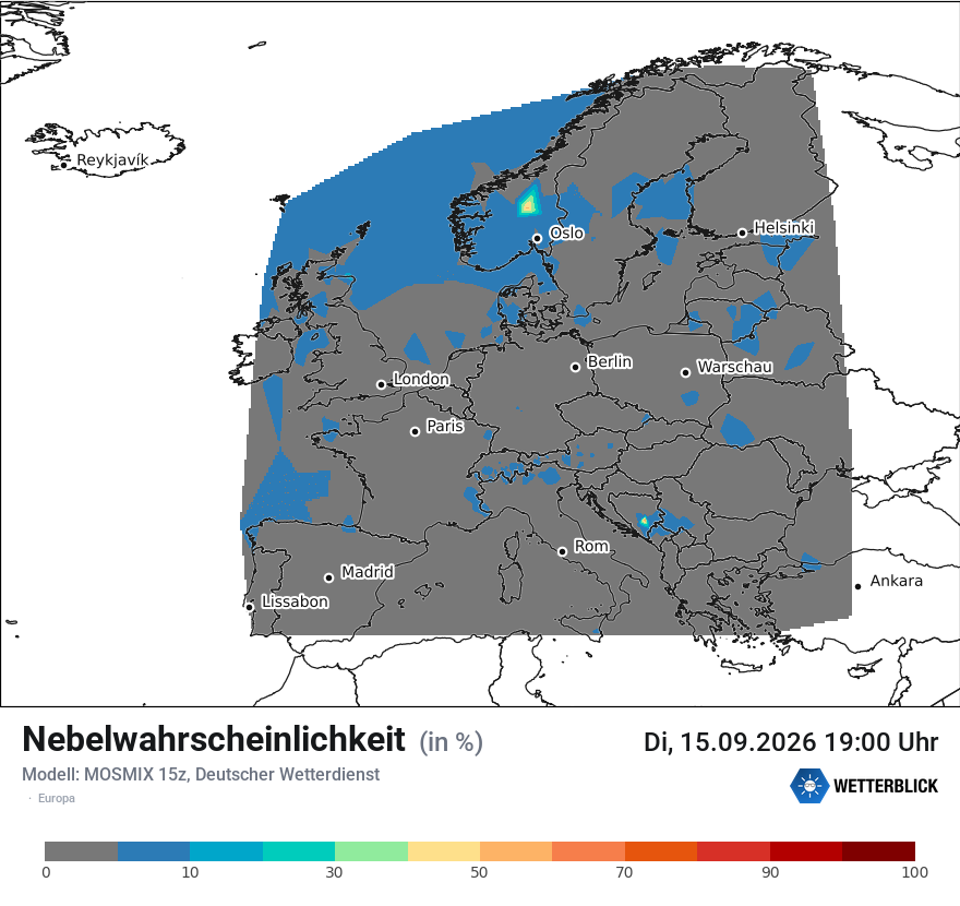 Modellkarte MOSMIX – prob_fog – europa