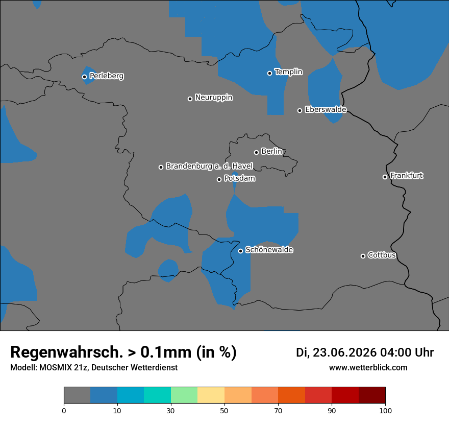 Modellkarte MOSMIX – prob_rain_0 – bb