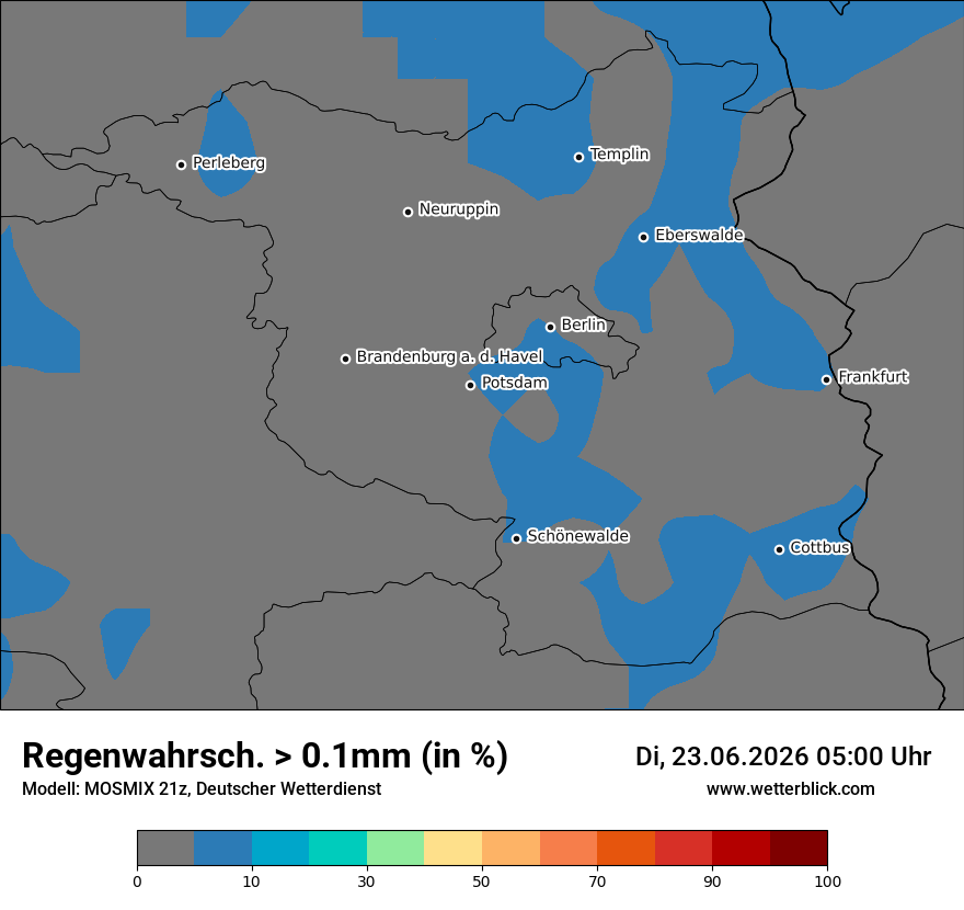 Modellkarte MOSMIX – prob_rain_0 – bb