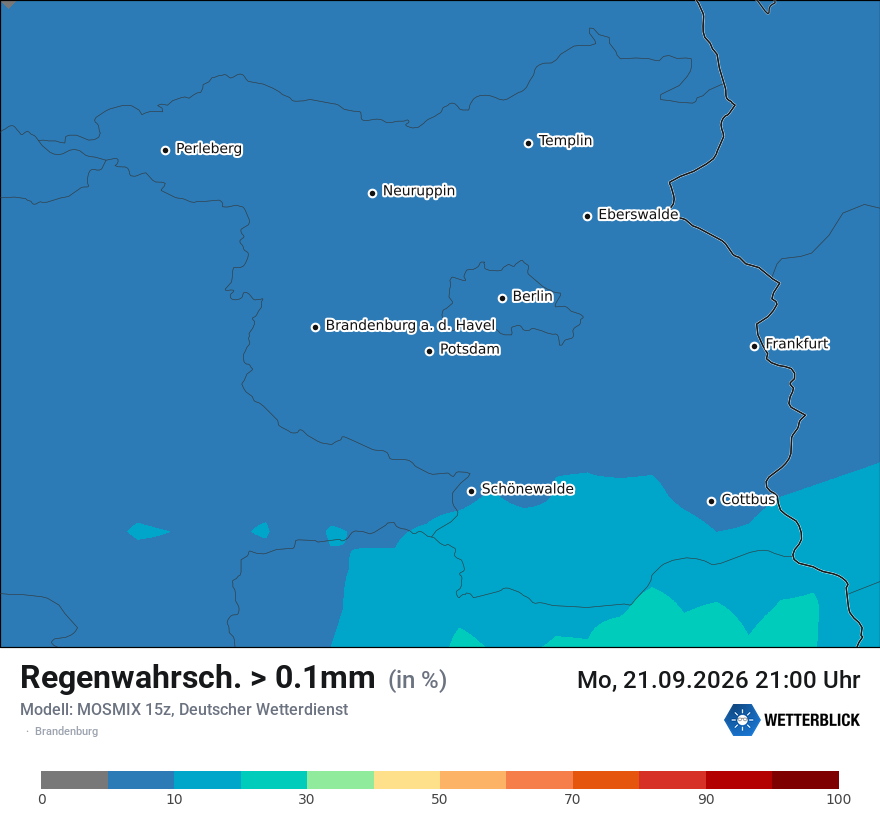 Modellkarte MOSMIX – prob_rain_0 – bb