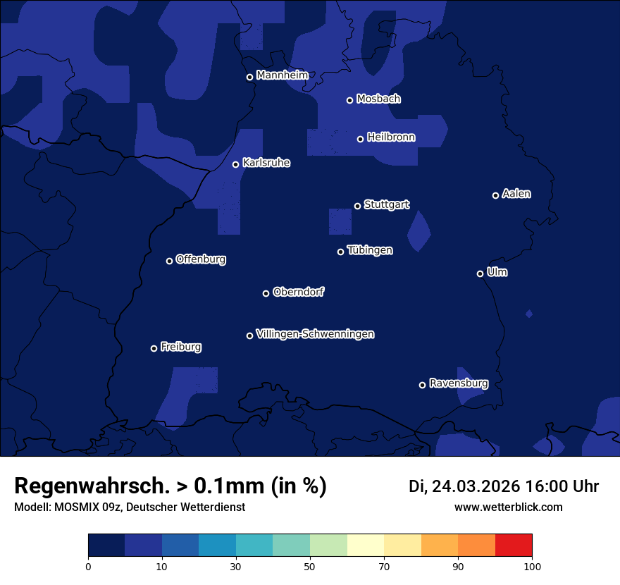Modellkarte MOSMIX – prob_rain_0 – bw