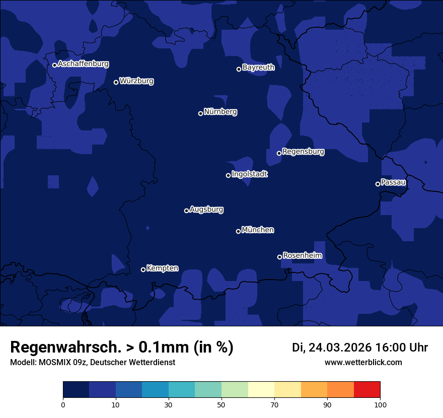 Modellkarte MOSMIX – prob_rain_0 – by