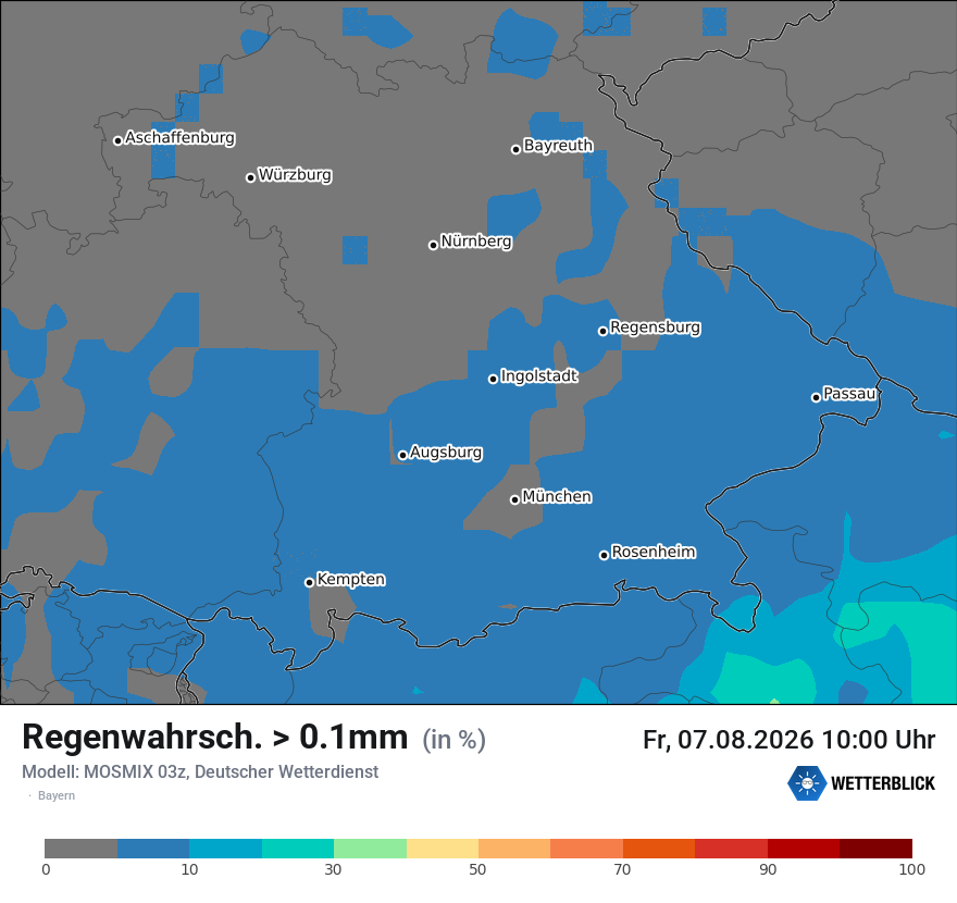 Modellkarte MOSMIX – prob_rain_0 – by