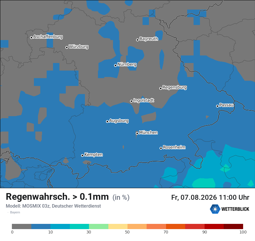 Modellkarte MOSMIX – prob_rain_0 – by