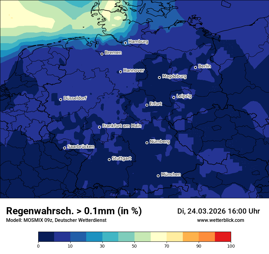 Modellkarte MOSMIX – prob_rain_0 – deutschland