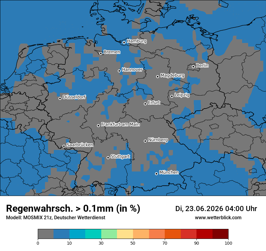 Modellkarte MOSMIX – prob_rain_0 – deutschland