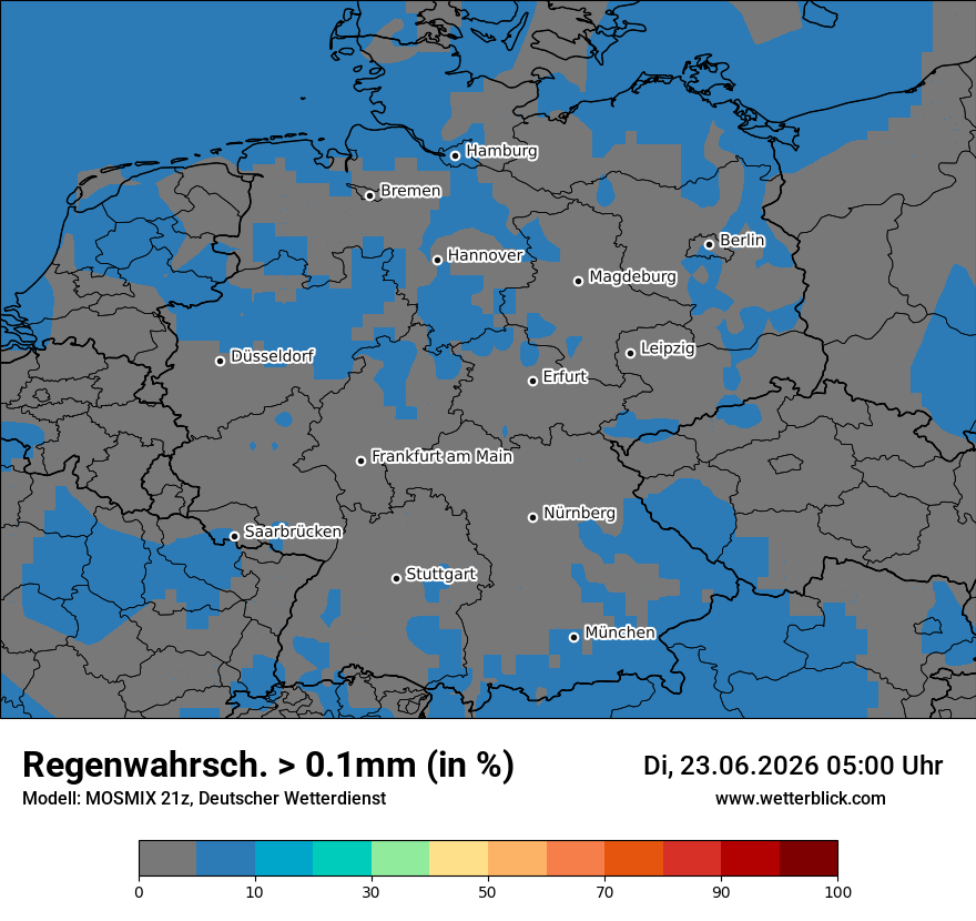 Modellkarte MOSMIX – prob_rain_0 – deutschland