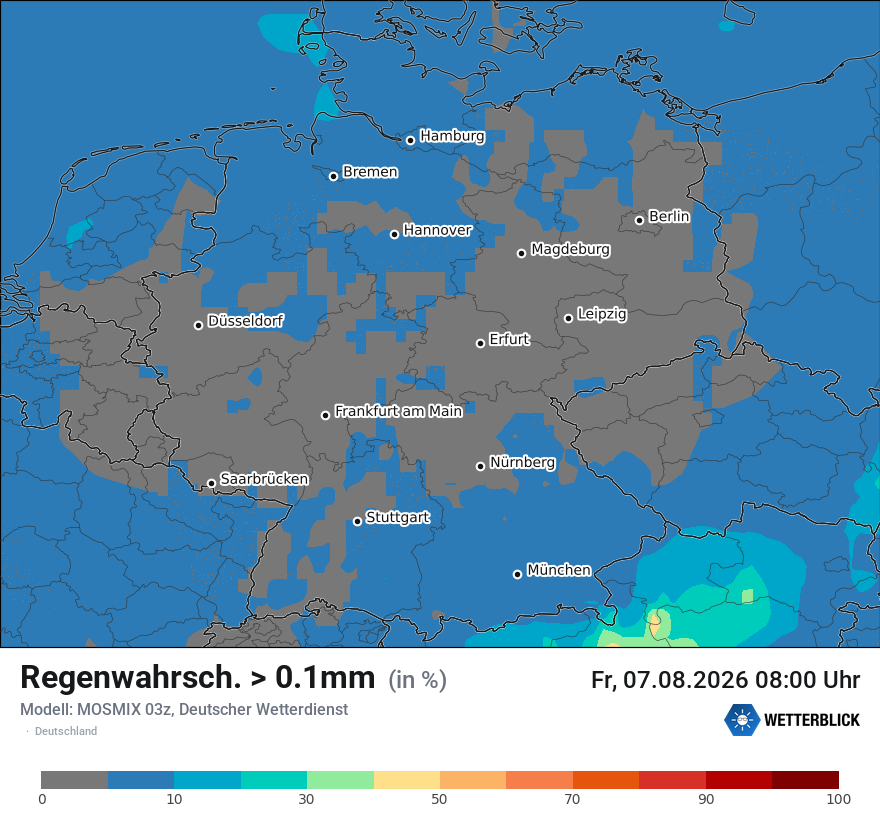 Modellkarte MOSMIX – prob_rain_0 – deutschland