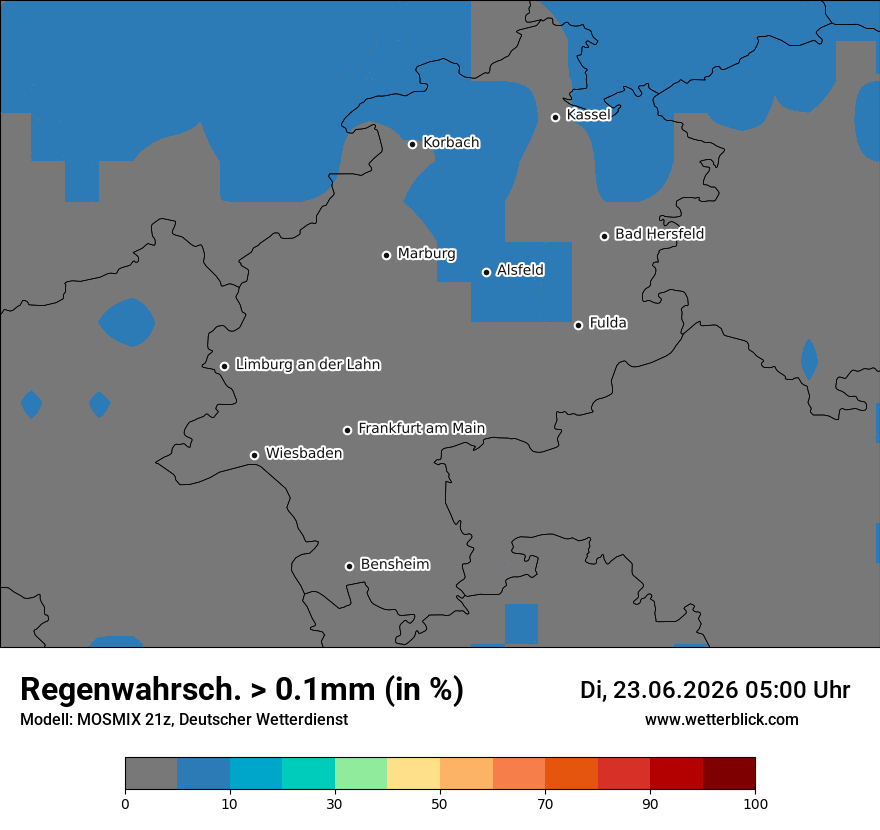 Modellkarte MOSMIX – prob_rain_0 – he