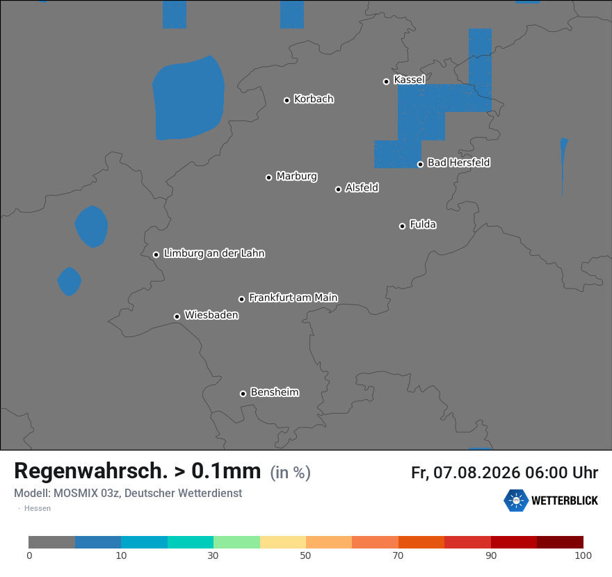 Modellkarte MOSMIX – prob_rain_0 – he