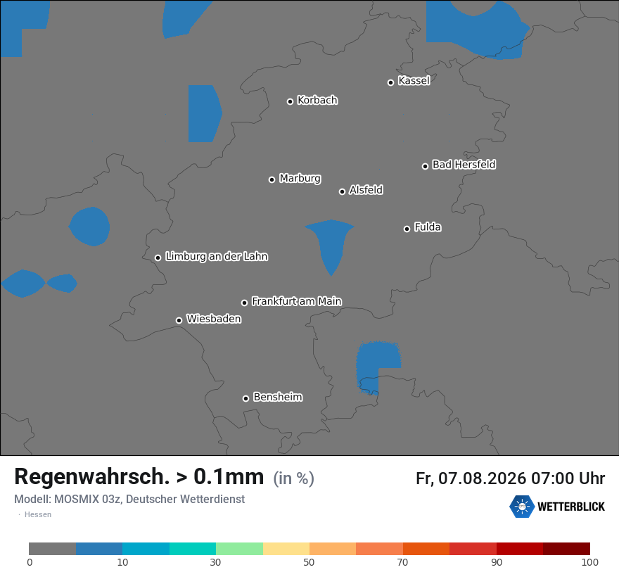 Modellkarte MOSMIX – prob_rain_0 – he