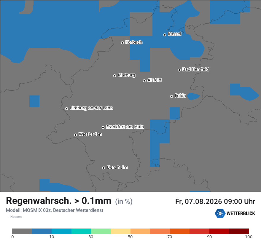 Modellkarte MOSMIX – prob_rain_0 – he