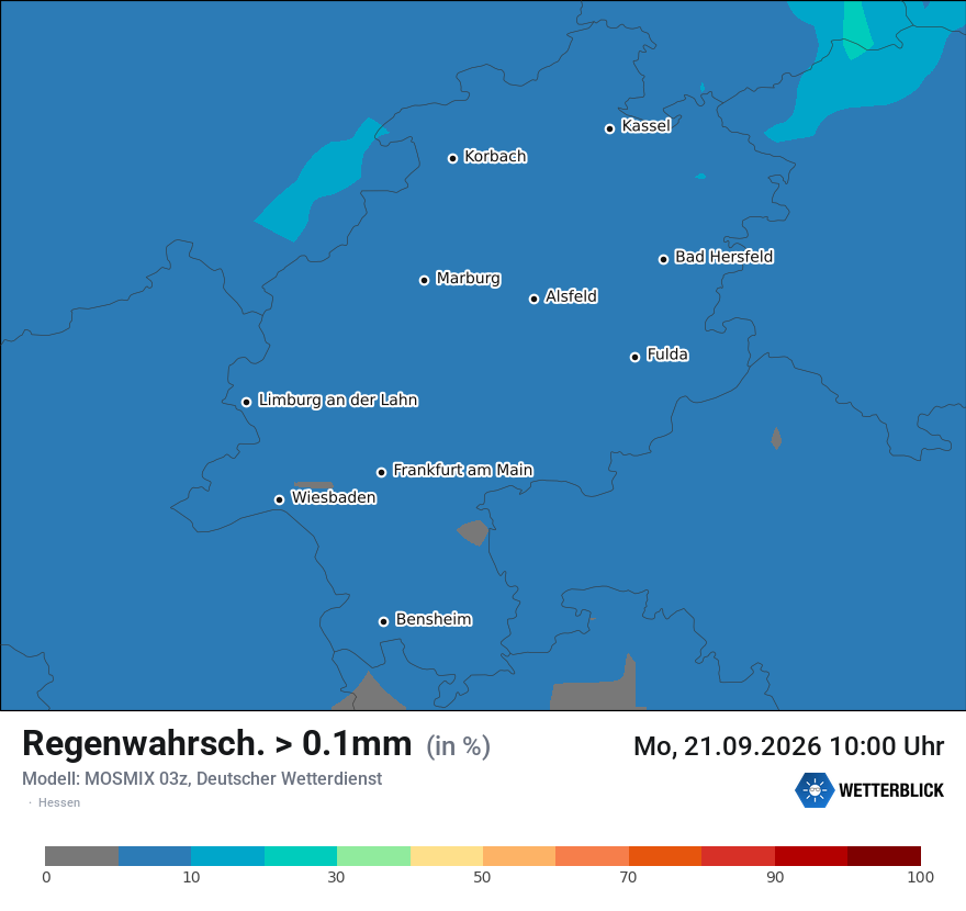 Modellkarte MOSMIX – prob_rain_0 – he