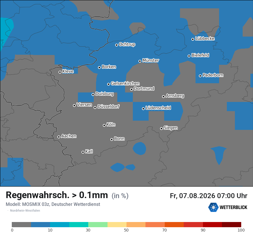 Modellkarte MOSMIX – prob_rain_0 – nrw