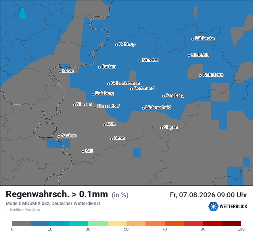 Modellkarte MOSMIX – prob_rain_0 – nrw