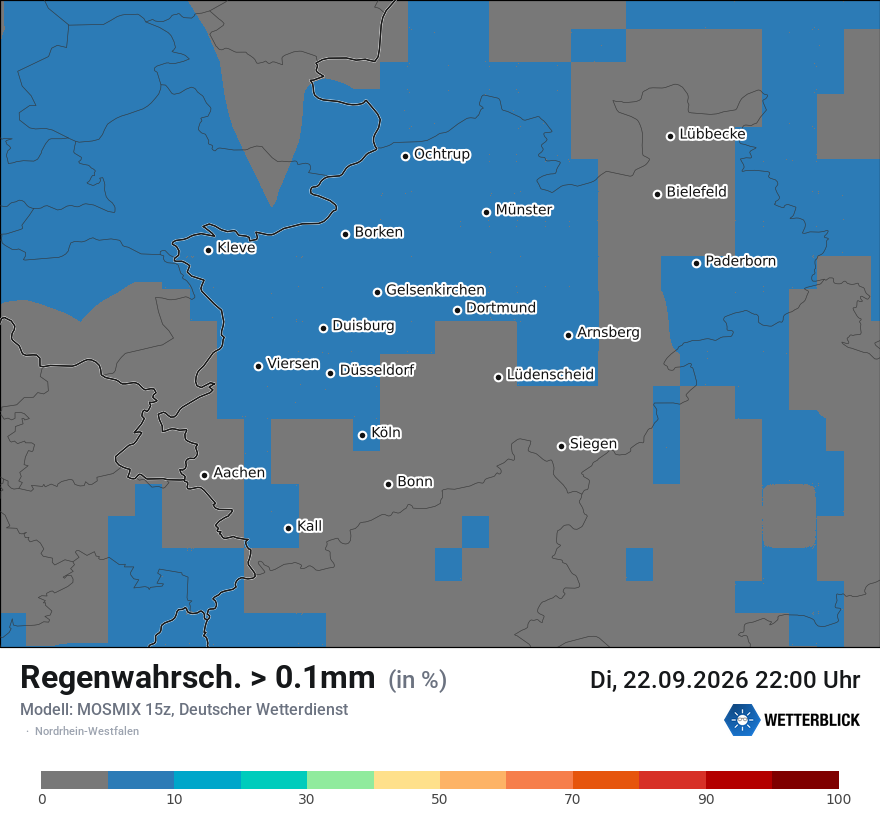 Modellkarte MOSMIX – prob_rain_0 – nrw