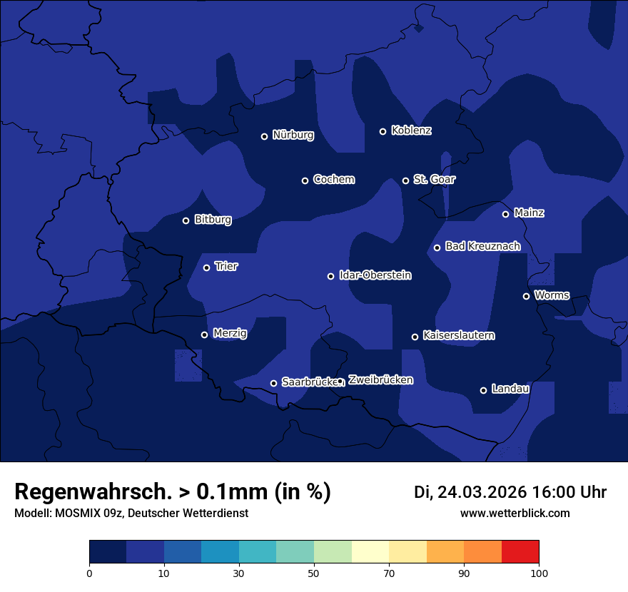 Modellkarte MOSMIX – prob_rain_0 – rp