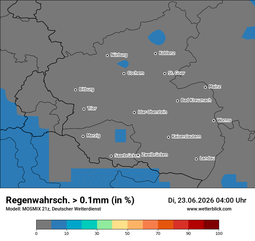 Modellkarte MOSMIX – prob_rain_0 – rp
