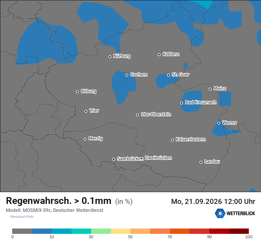 Modellkarte MOSMIX – prob_rain_0 – rp