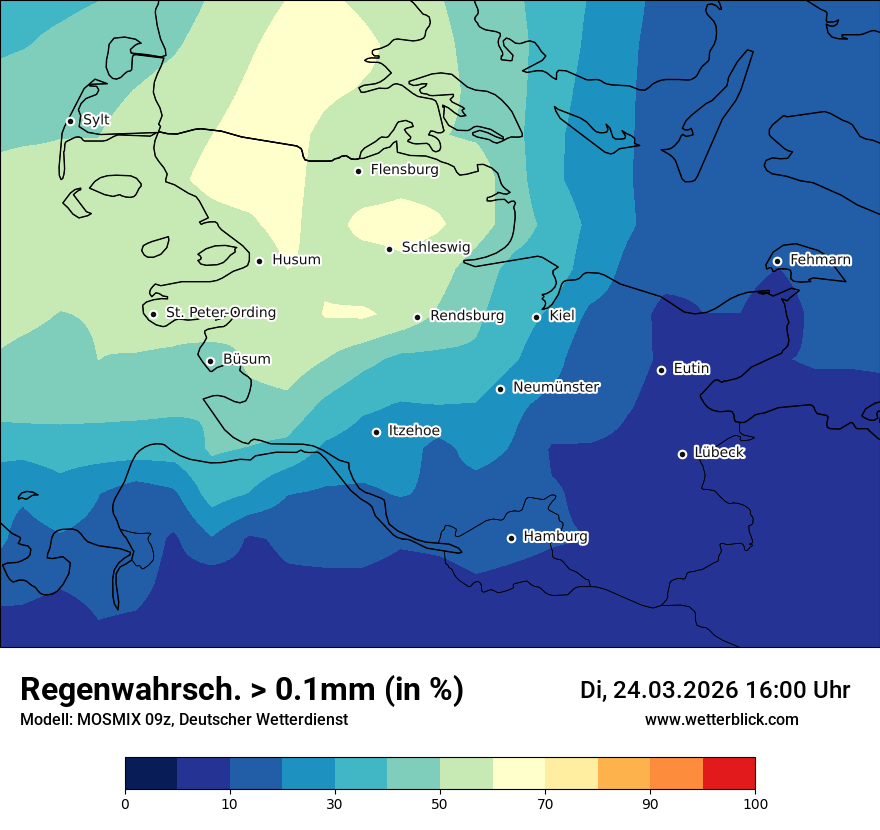 Modellkarte MOSMIX – prob_rain_0 – sh