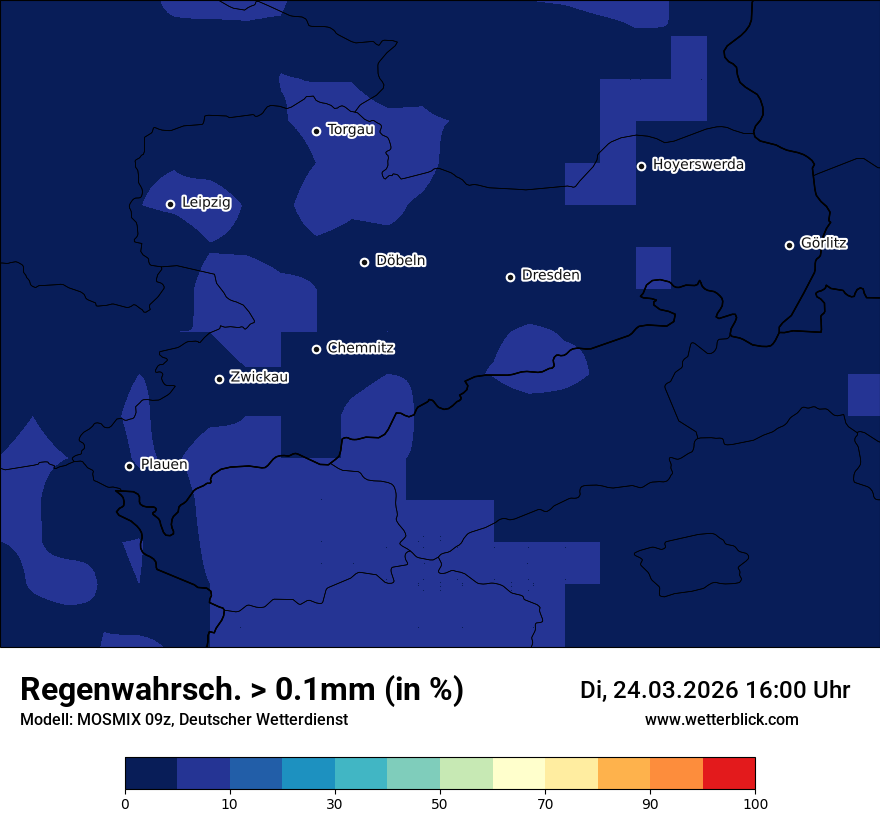 Modellkarte MOSMIX – prob_rain_0 – sn