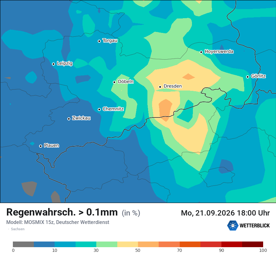 Modellkarte MOSMIX – prob_rain_0 – sn