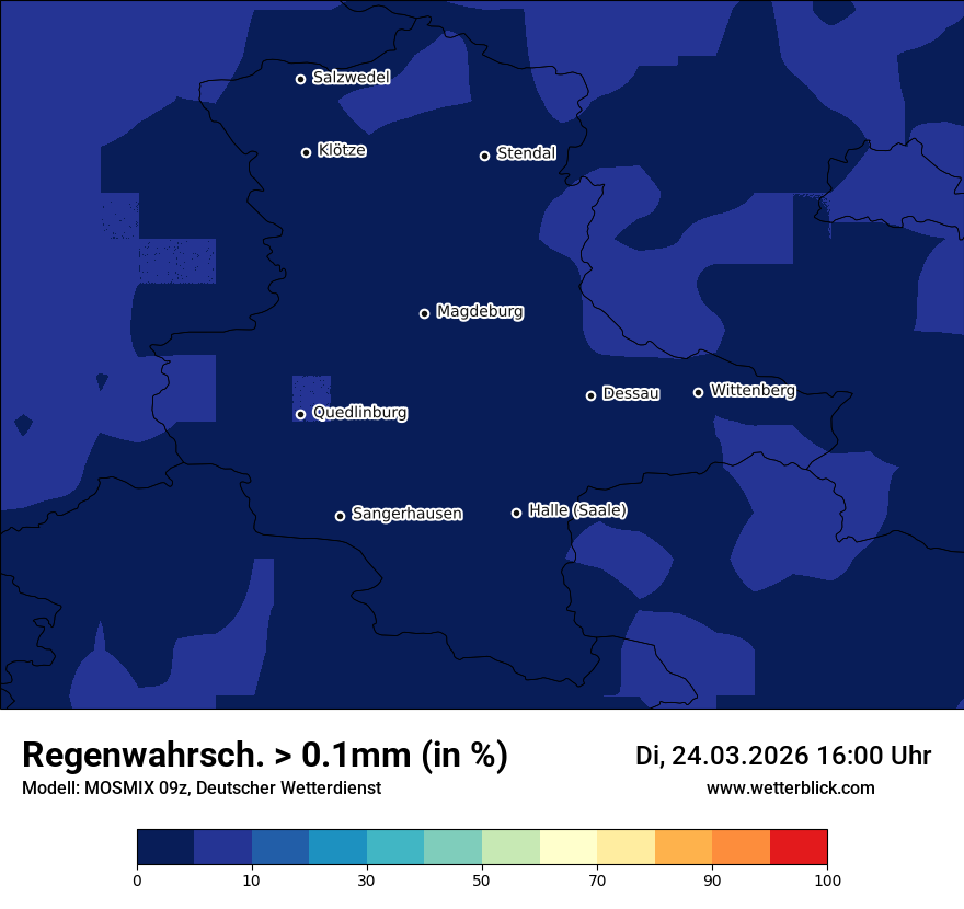 Modellkarte MOSMIX – prob_rain_0 – st