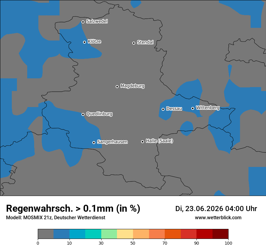 Modellkarte MOSMIX – prob_rain_0 – st