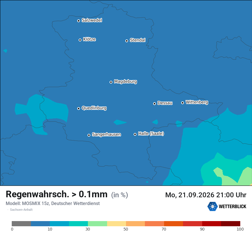 Modellkarte MOSMIX – prob_rain_0 – st