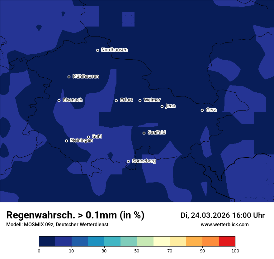 Modellkarte MOSMIX – prob_rain_0 – th