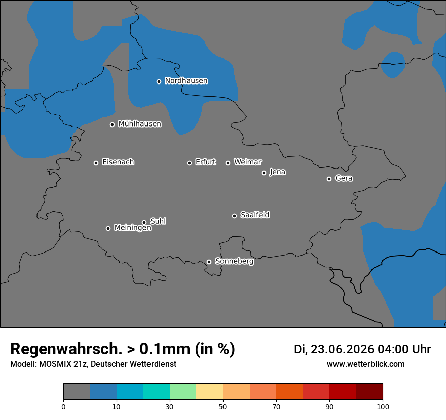Modellkarte MOSMIX – prob_rain_0 – th