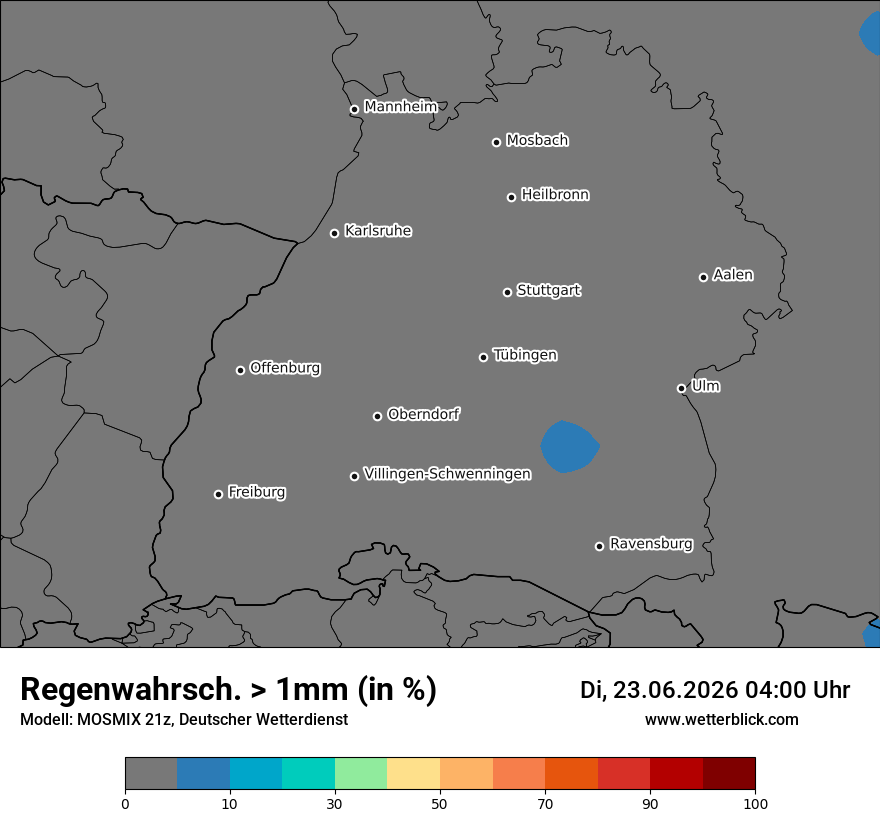 Modellkarte MOSMIX – prob_rain_1 – bw