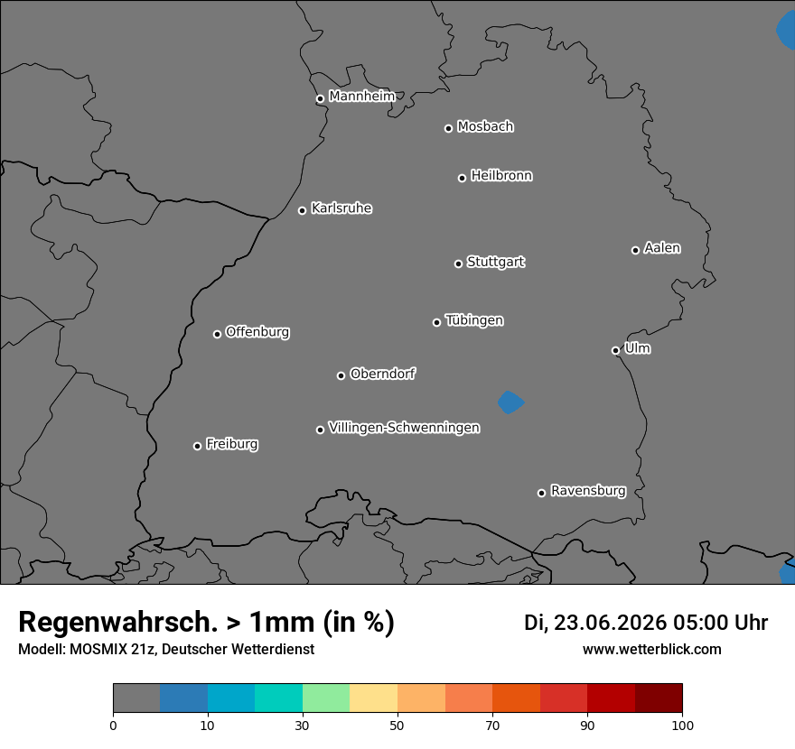 Modellkarte MOSMIX – prob_rain_1 – bw