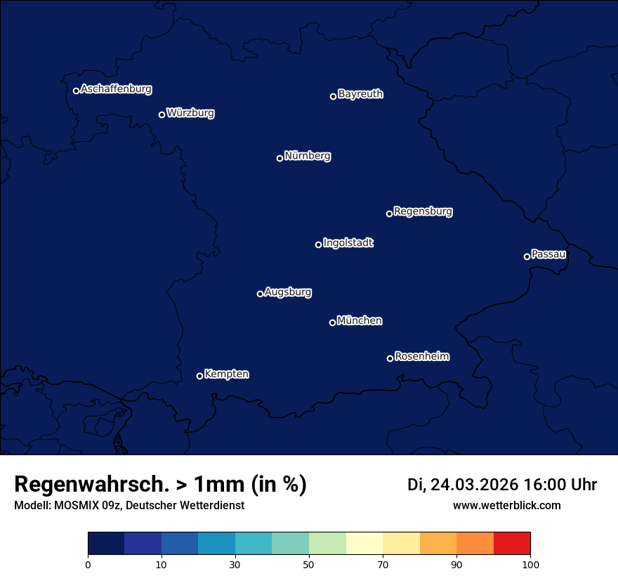 Modellkarte MOSMIX – prob_rain_1 – by