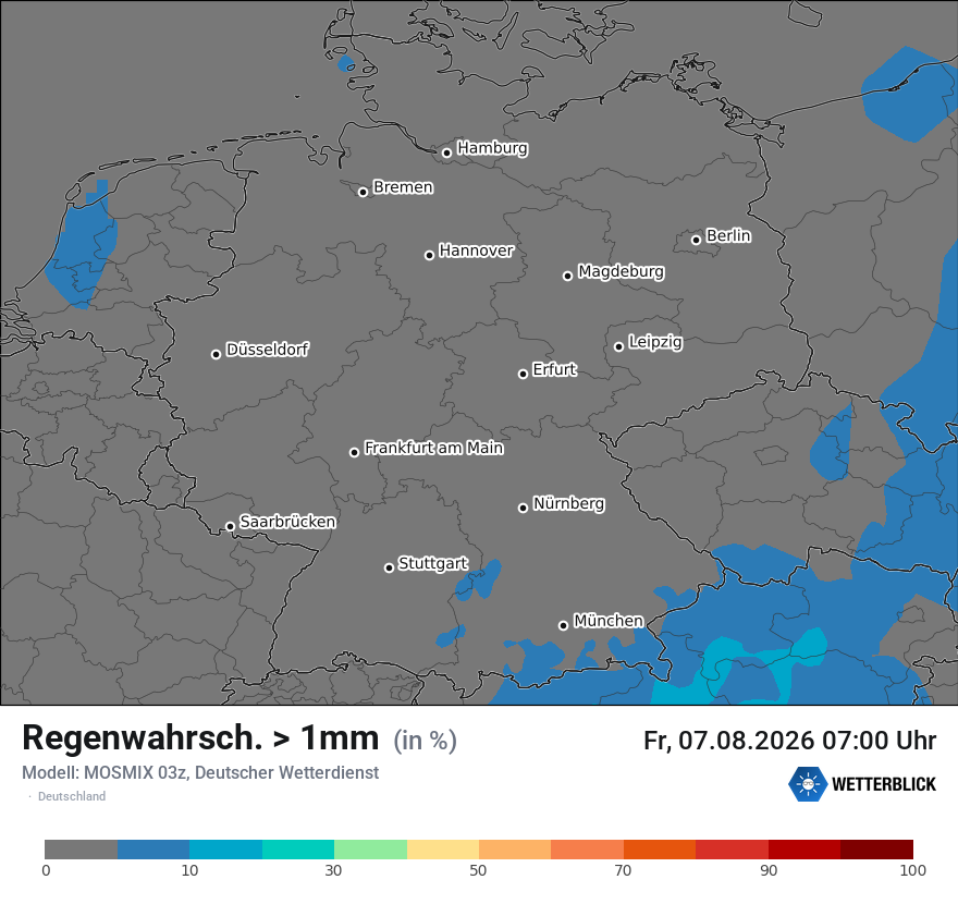 Modellkarte MOSMIX – prob_rain_1 – deutschland