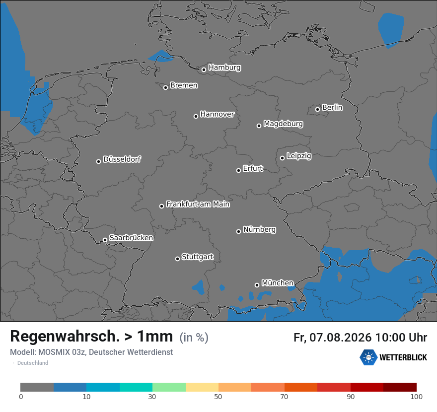 Modellkarte MOSMIX – prob_rain_1 – deutschland