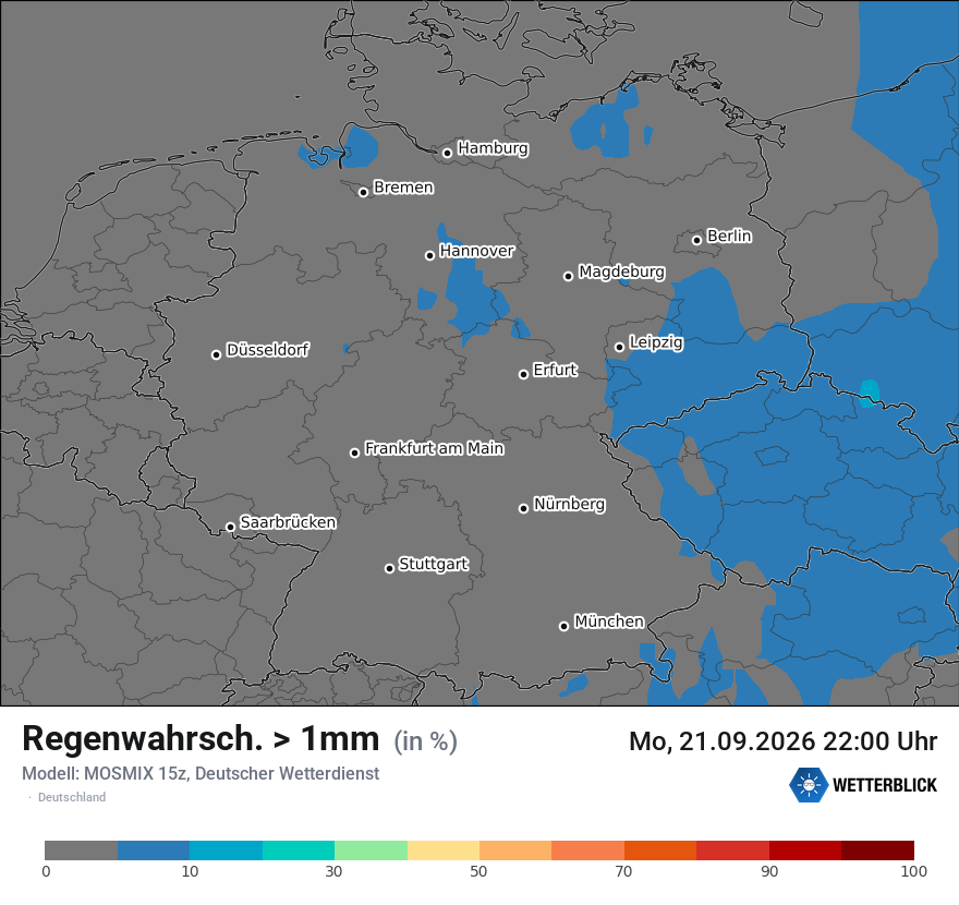 Modellkarte MOSMIX – prob_rain_1 – deutschland
