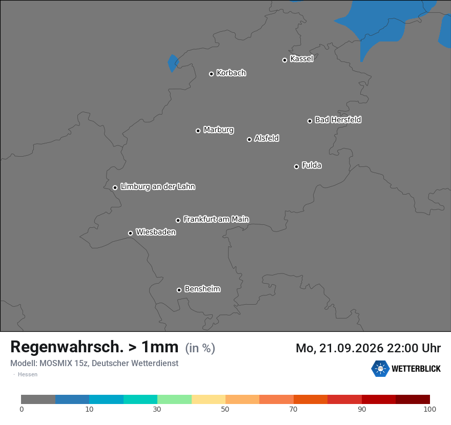 Modellkarte MOSMIX – prob_rain_1 – he