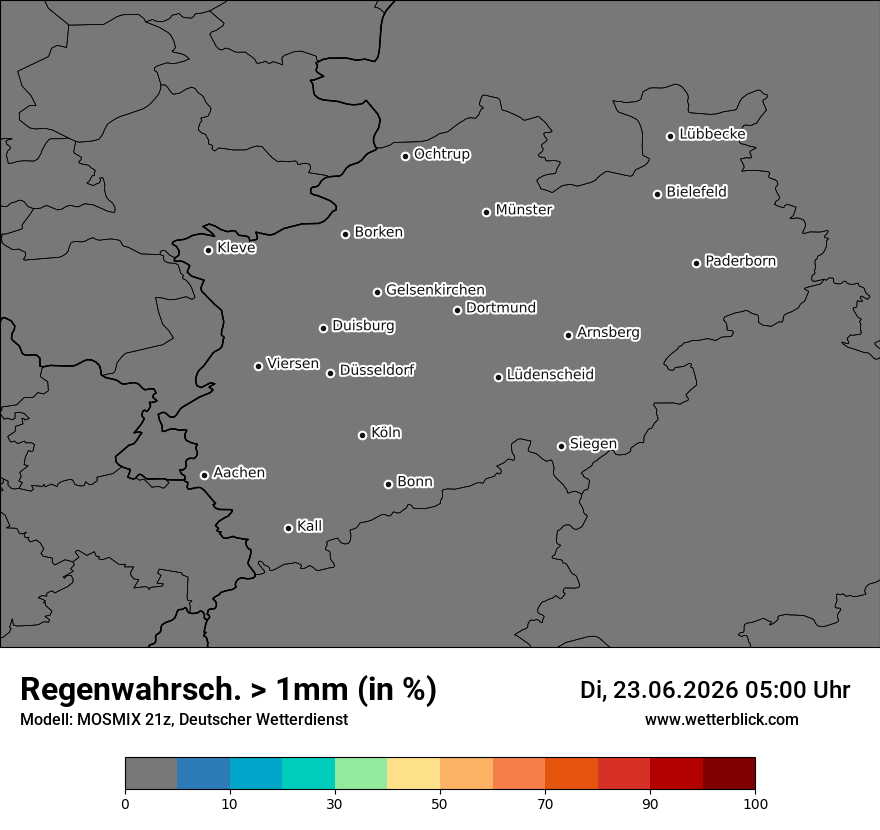 Modellkarte MOSMIX – prob_rain_1 – nrw