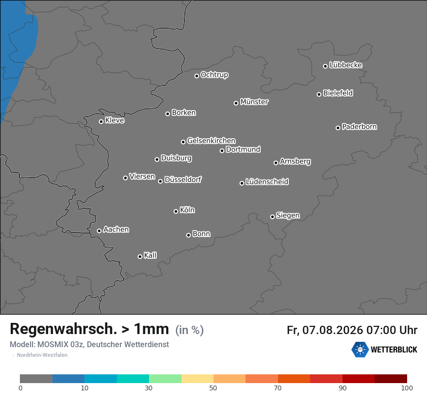 Modellkarte MOSMIX – prob_rain_1 – nrw